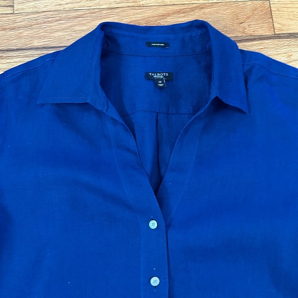 Talbots 100% Linen Tunic Blouse Sz 14 - Picture 3 of 7